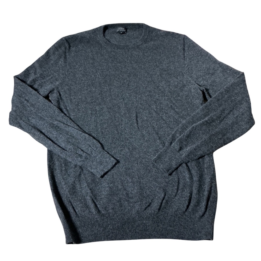 J.Crew Cashmere Crewneck Sweater Mens Medium Gray Heather J6384 Classic Knit